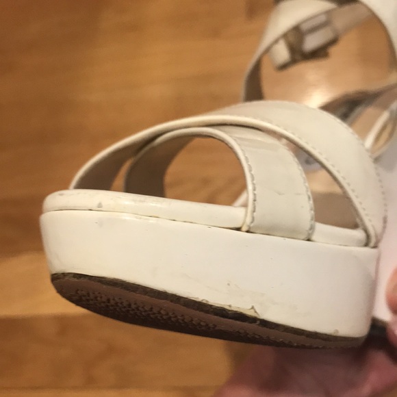 Jimmy Choo White Lucia Wedge Platform Sandals 37.5 - Picture 9 of 15